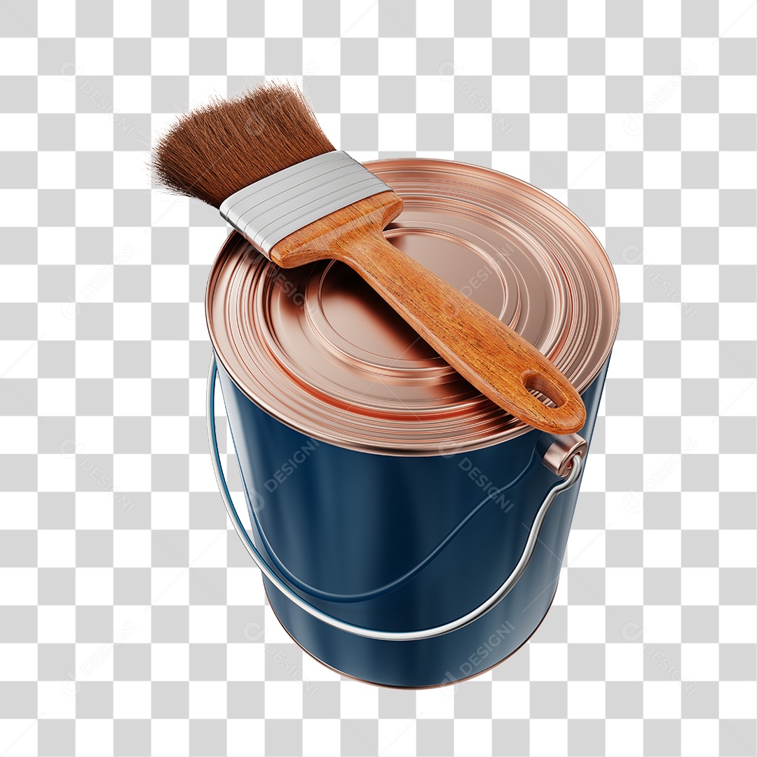 Elemento 3D Balde de Tinta PNG Transparente