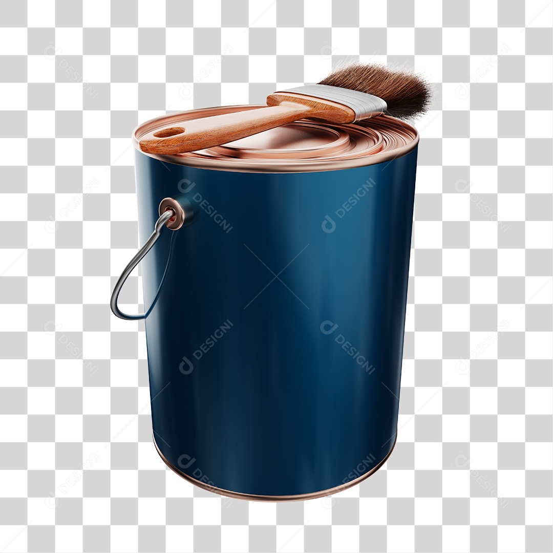 Elemento 3D Balde de Tinta PNG Transparente