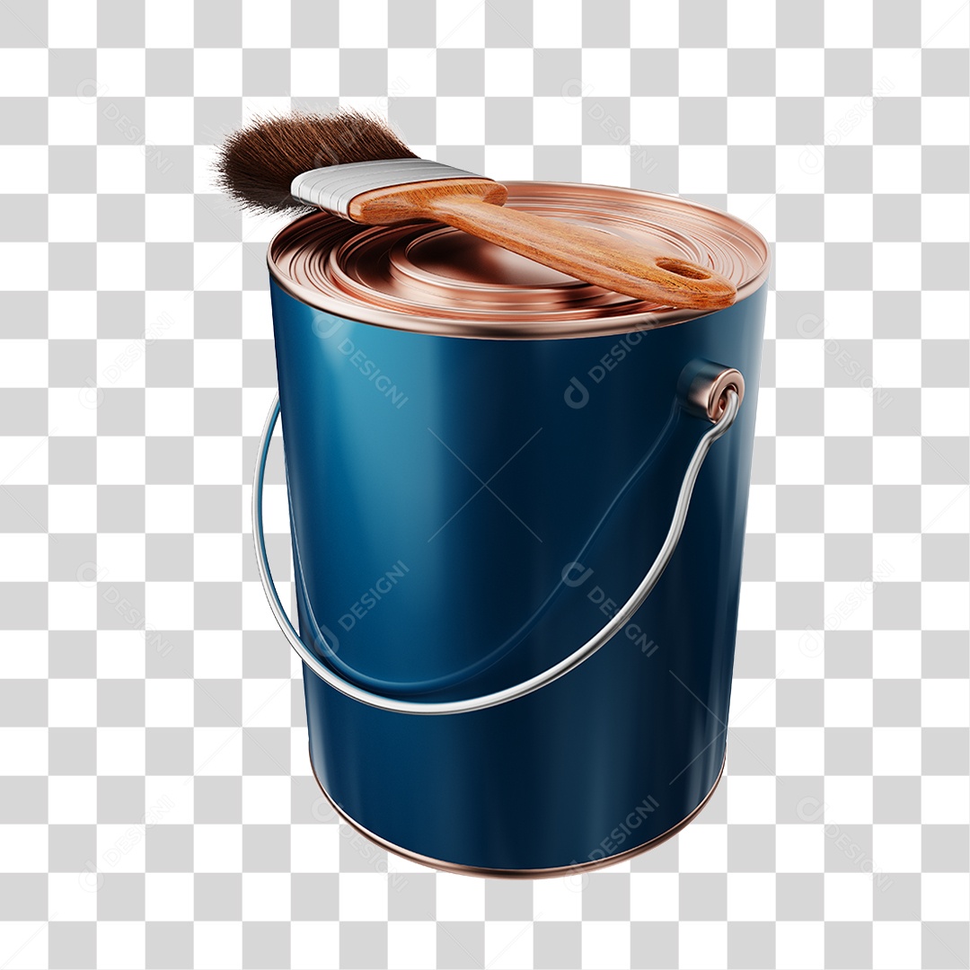 Elemento 3D Balde de Tinta PNG Transparente