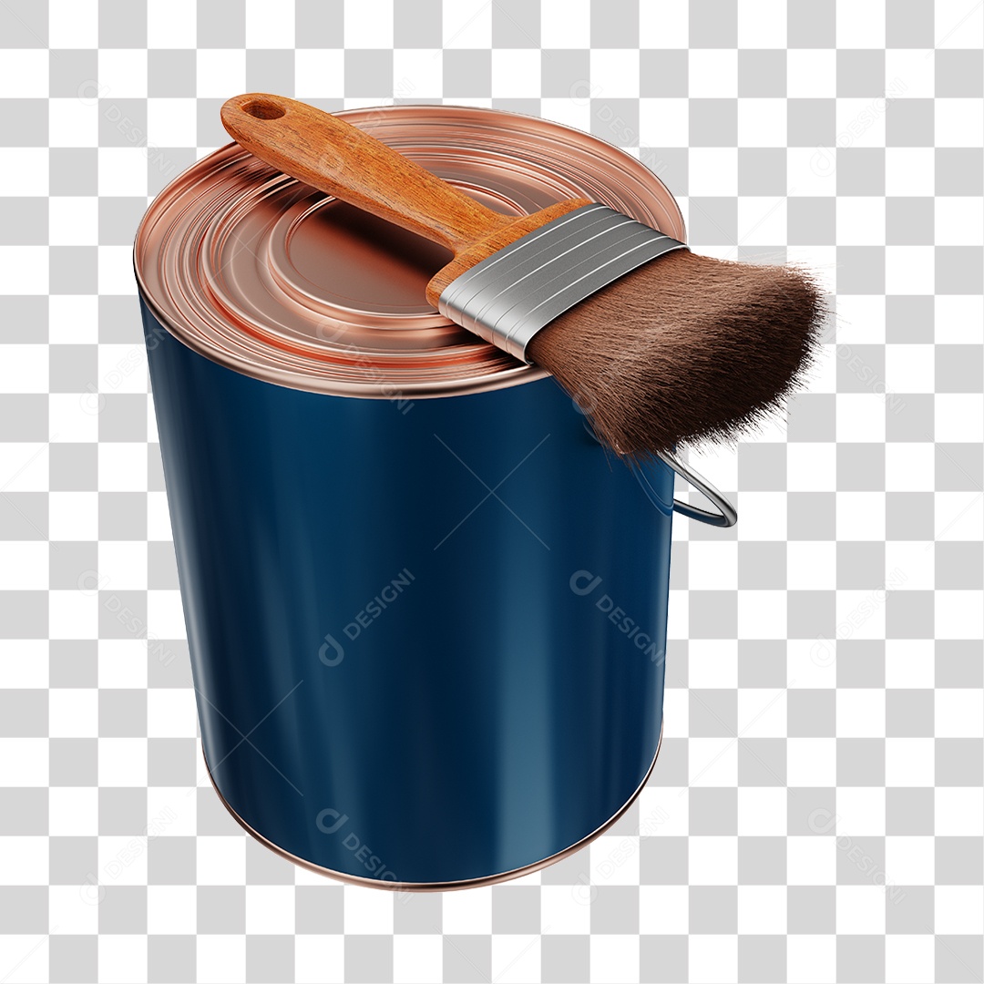 Elemento 3D Balde de Tinta PNG Transparente