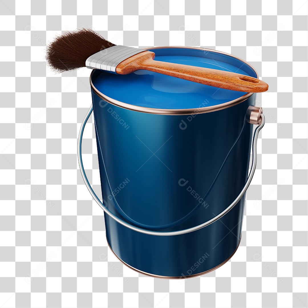 Elemento 3D Balde de Tinta PNG Transparente