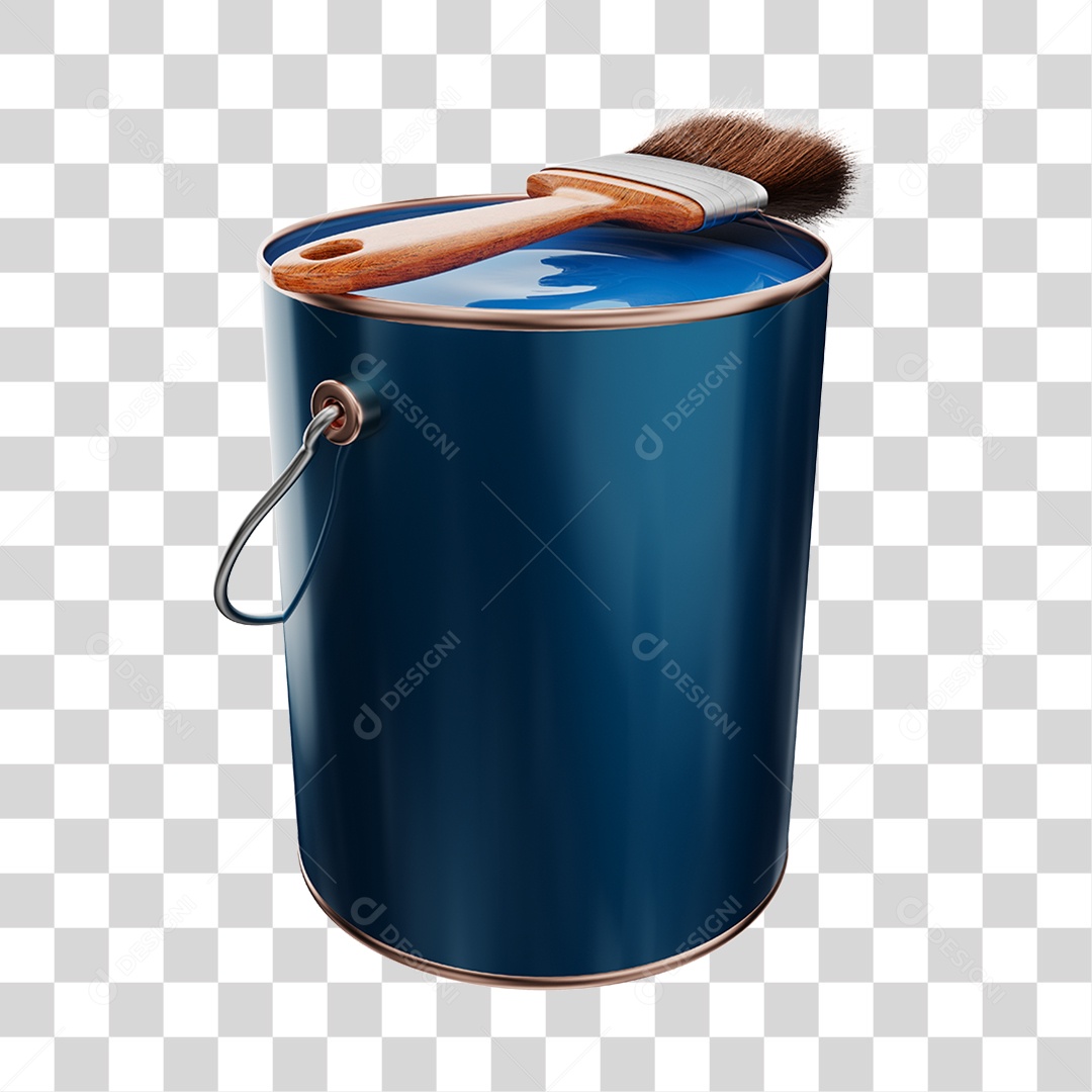 Elemento 3D Balde de Tinta PNG Transparente