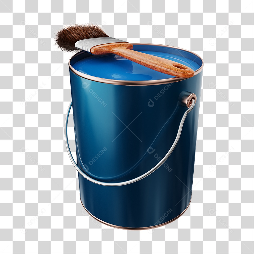 Elemento 3D Balde de Tinta PNG Transparente