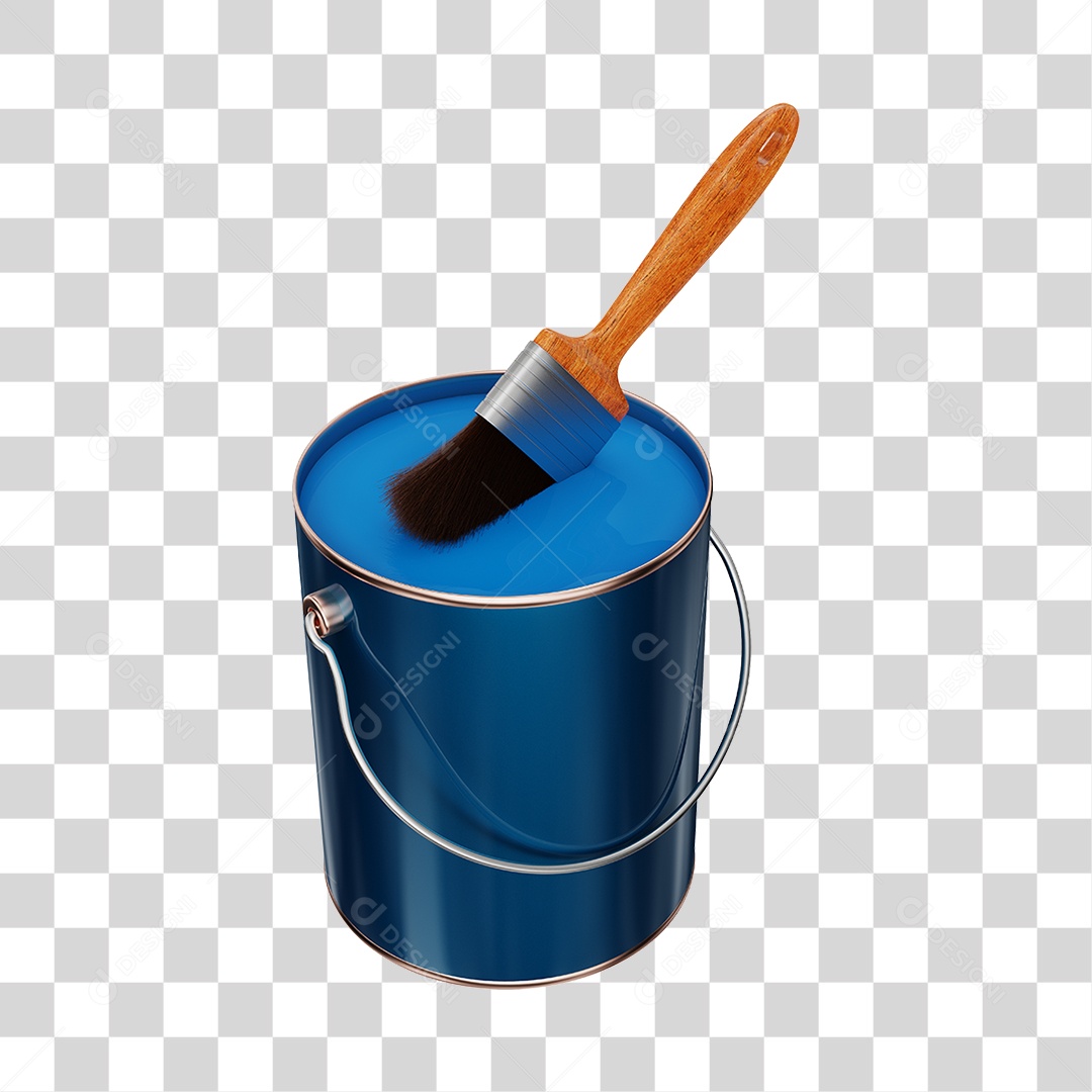Elemento 3D Balde de Tinta PNG Transparente