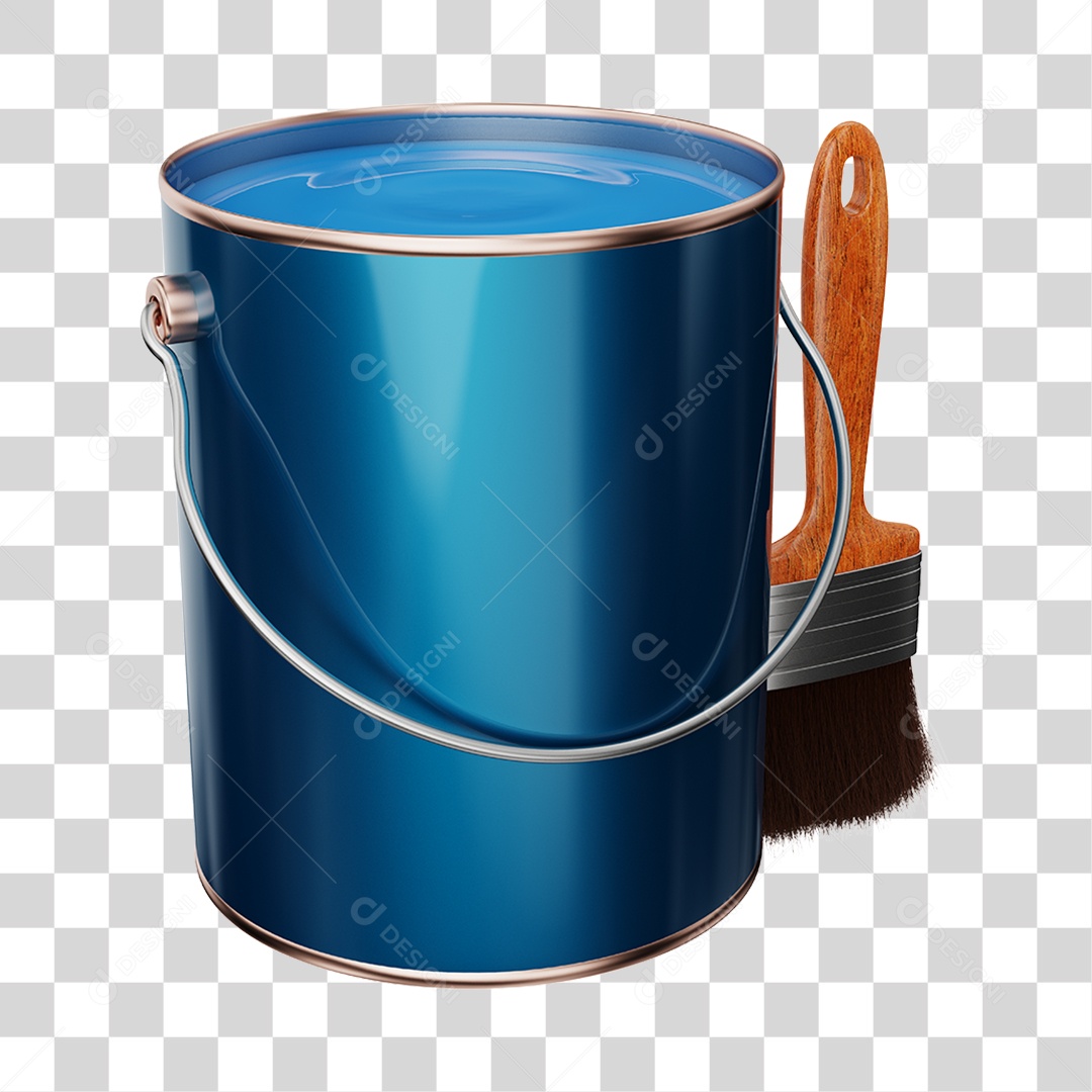 Elemento 3D Balde de Tinta PNG Transparente