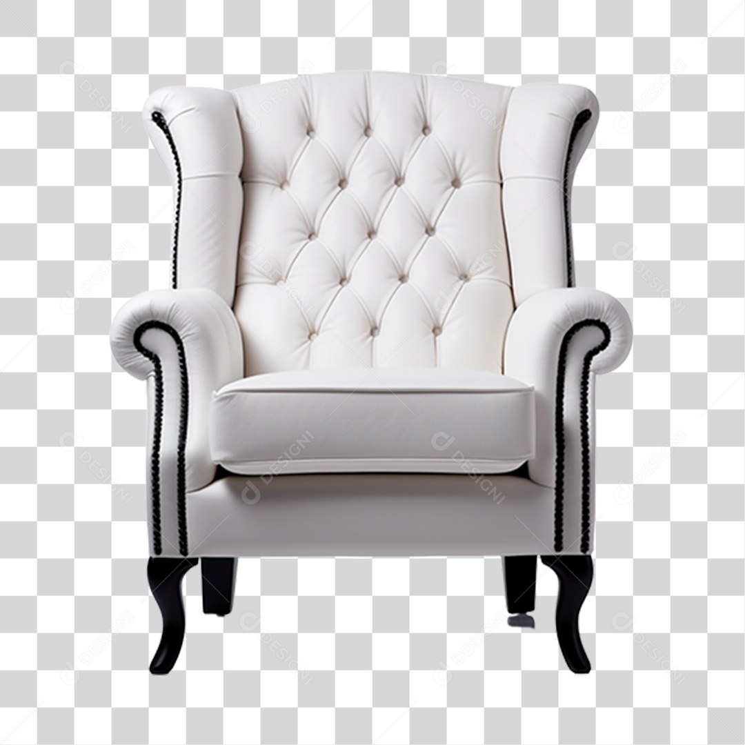 Poltrona Branca E Preto Moderna Elemento 3D PNG Transparente