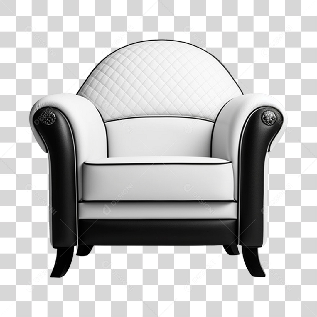 Poltrona Branca E Preto Moderna Elemento 3D PNG Transparente
