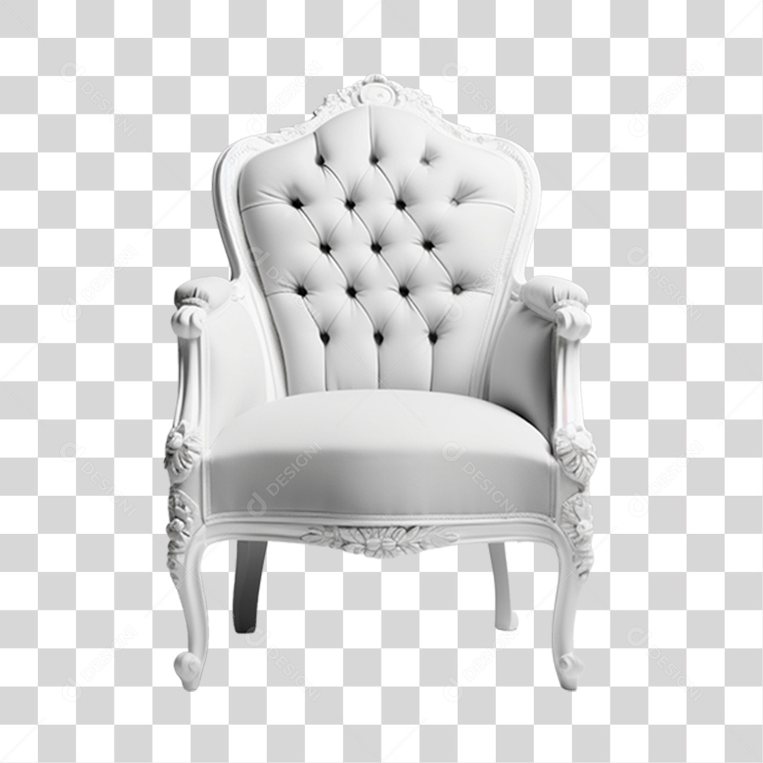 Poltrona Branca Moderna Elemento 3D PNG Transparente