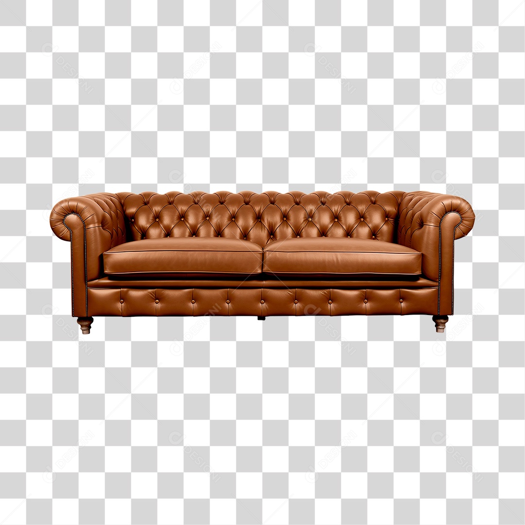 Elemento 3D Sofá Marrom Rustico PNG Transparente