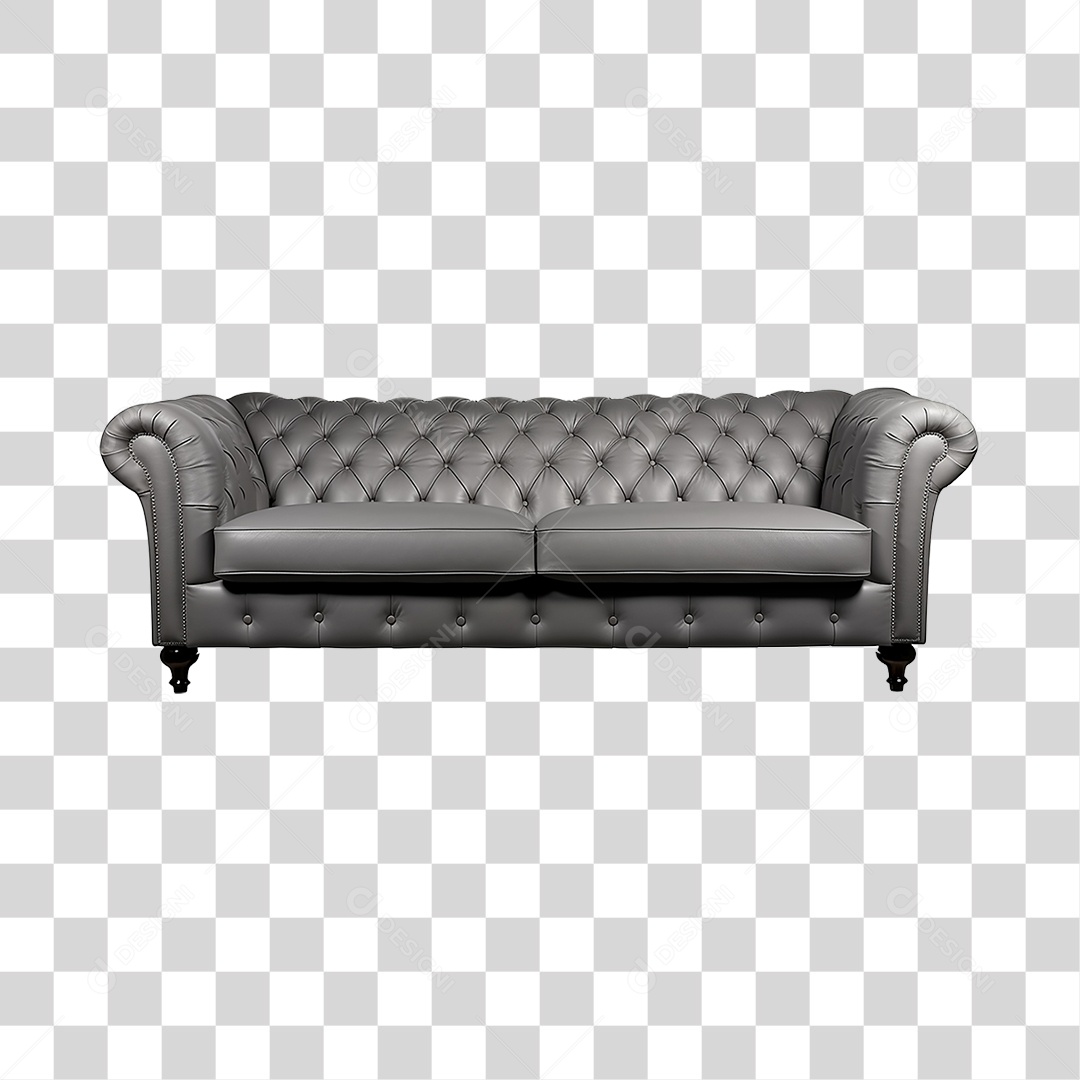 Sofá Cinza Moderno Elemento 3D PNG Transparente