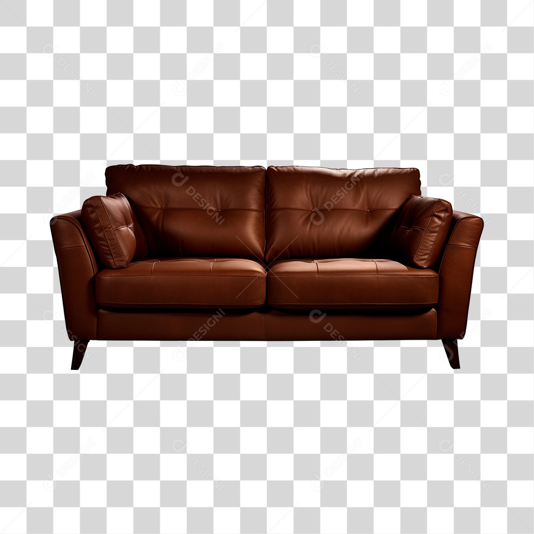Sofá Marrom 2 Lugares Moderno Elemento 3D PNG Transparente