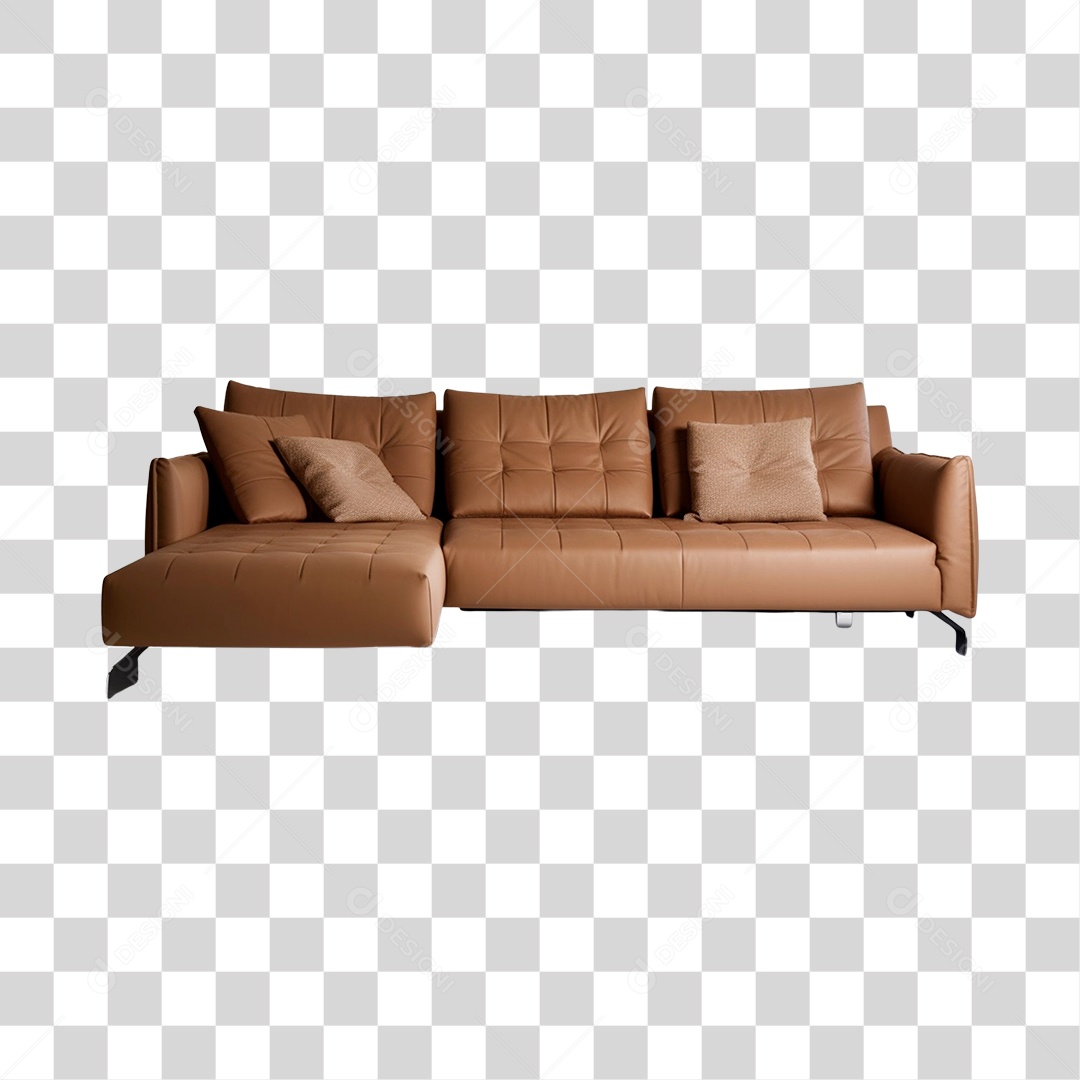 Sofá Cama Marrom Moderno Elemento 3D PNG Transparente