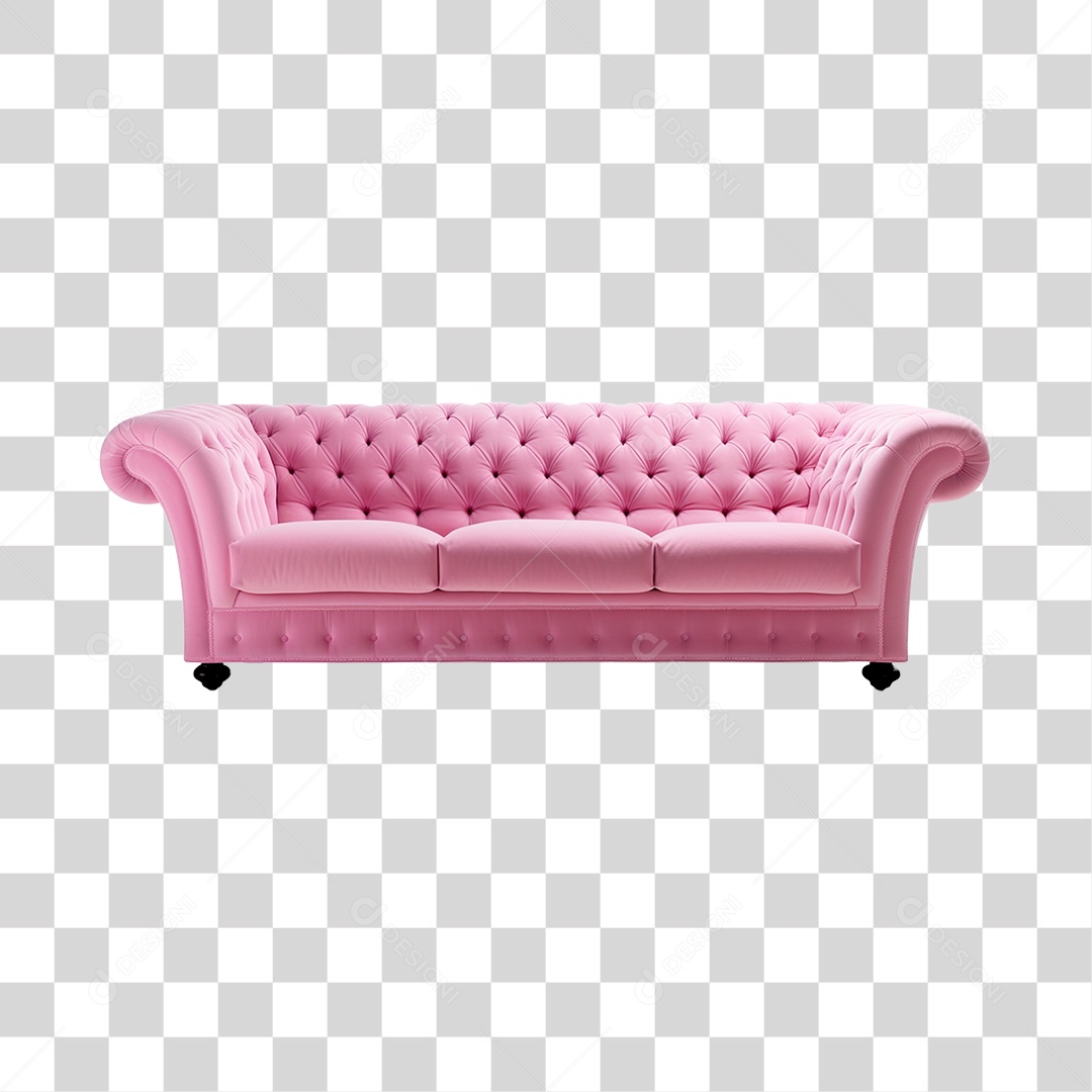 Elemento 3D Sofá Rosa PNG Transparente