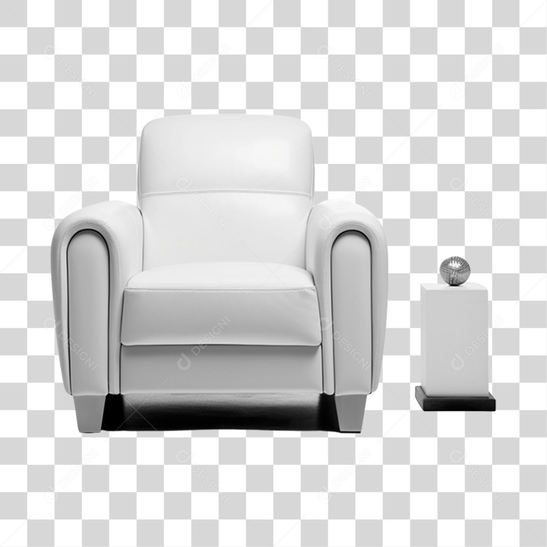 Elemento 3D Poltrona Branca Acessório PNG Transparente