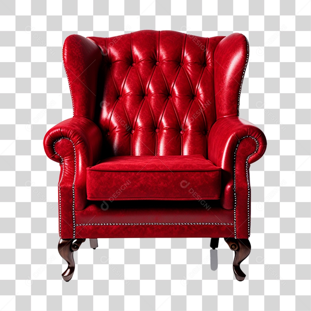 Elemento 3D Poltrona Vermelha Moderna PNG Transparente