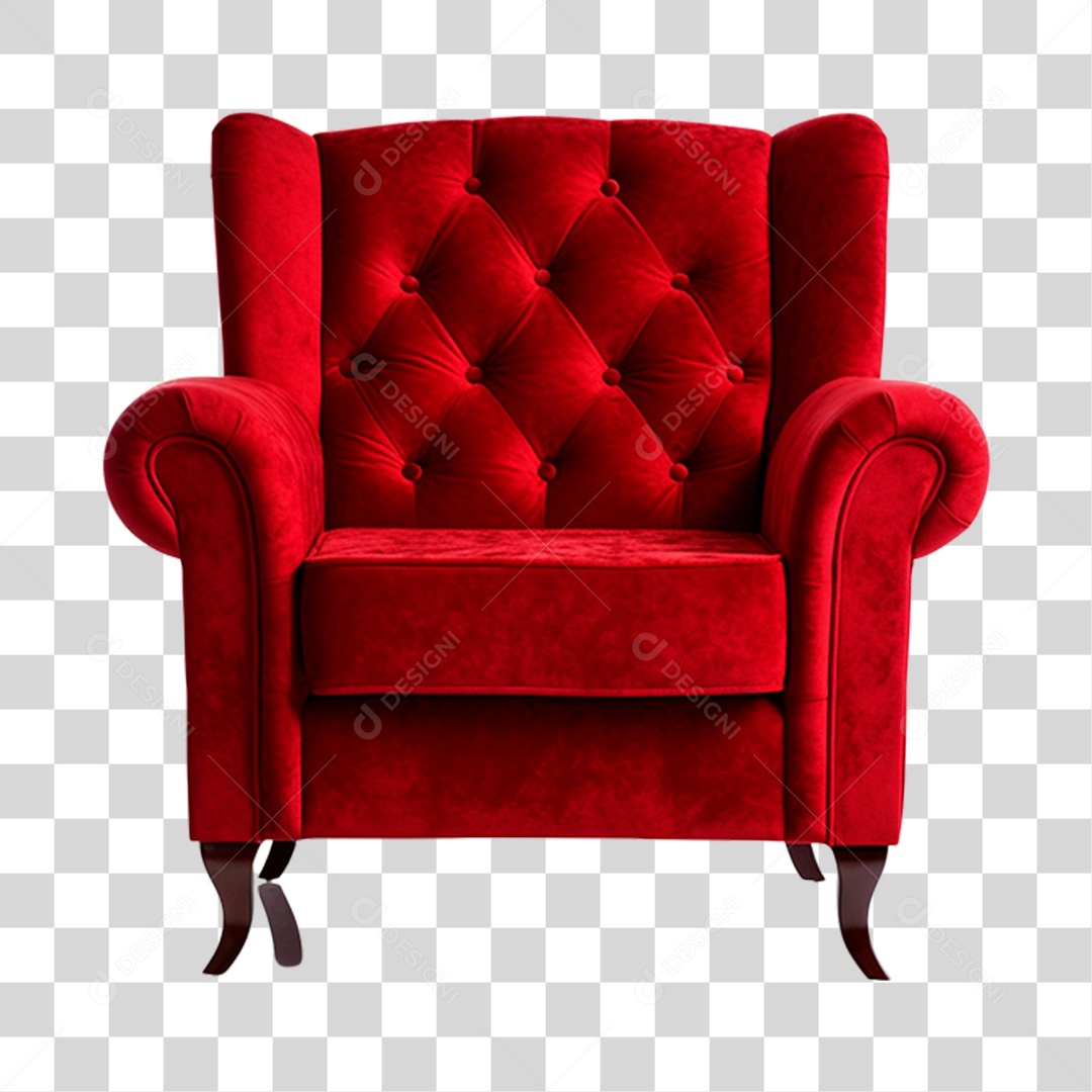 Elemento 3D Poltrona Vermelha PNG Transparente