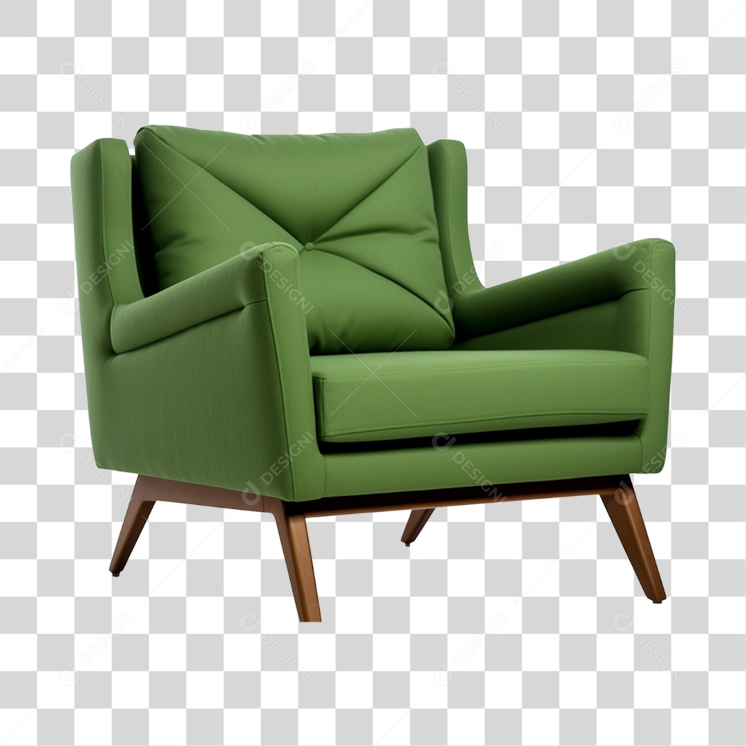 Elemento 3D Poltrona Verde PNG Transparente