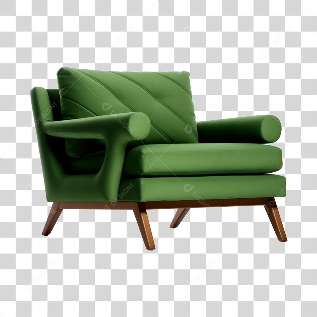 Elemento 3D Poltrona Verde PNG Transparente