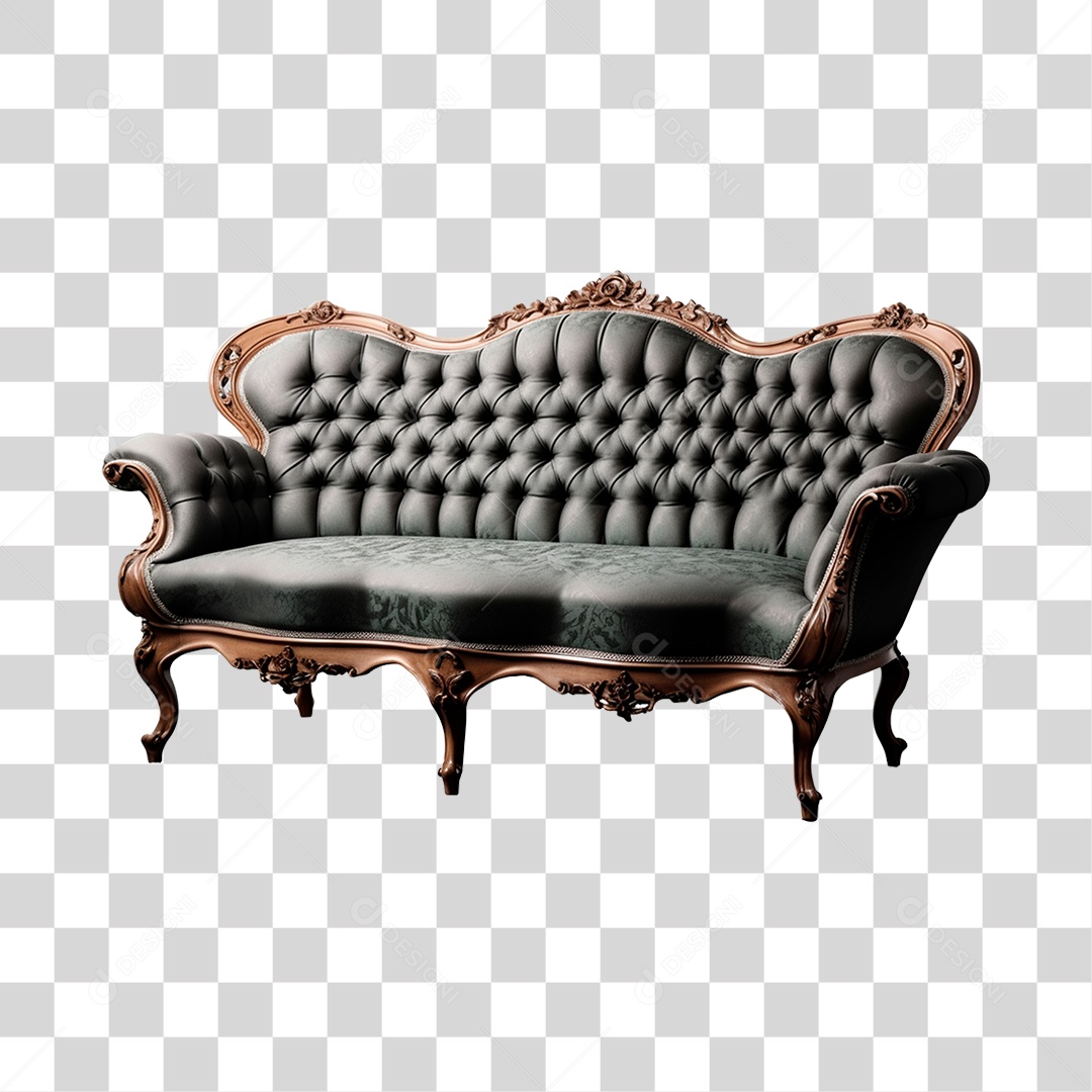 Sofá Moderno Preto Elemento 3D PNG Transparente