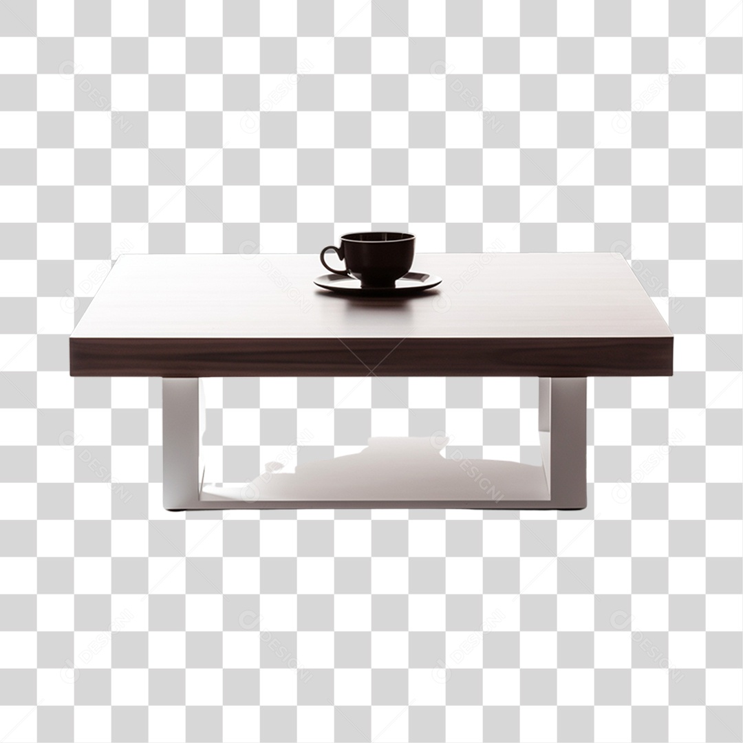 Mesa Com Xicara Preta Elemento 3D PNG Transparente