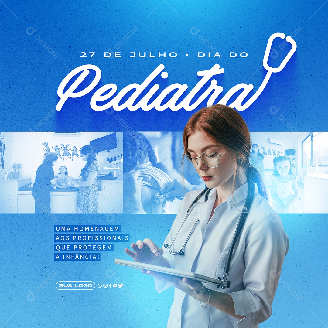 Post Dia do Pediatra Homenagem Social Media PSD Editável