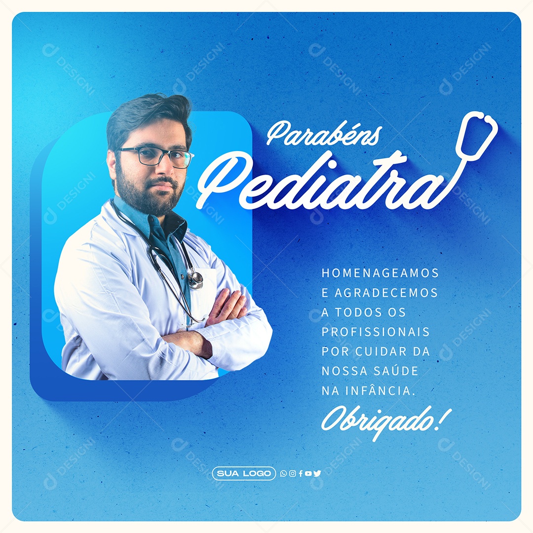 Post Dia do Pediatra Gratidão Social Media PSD Editável
