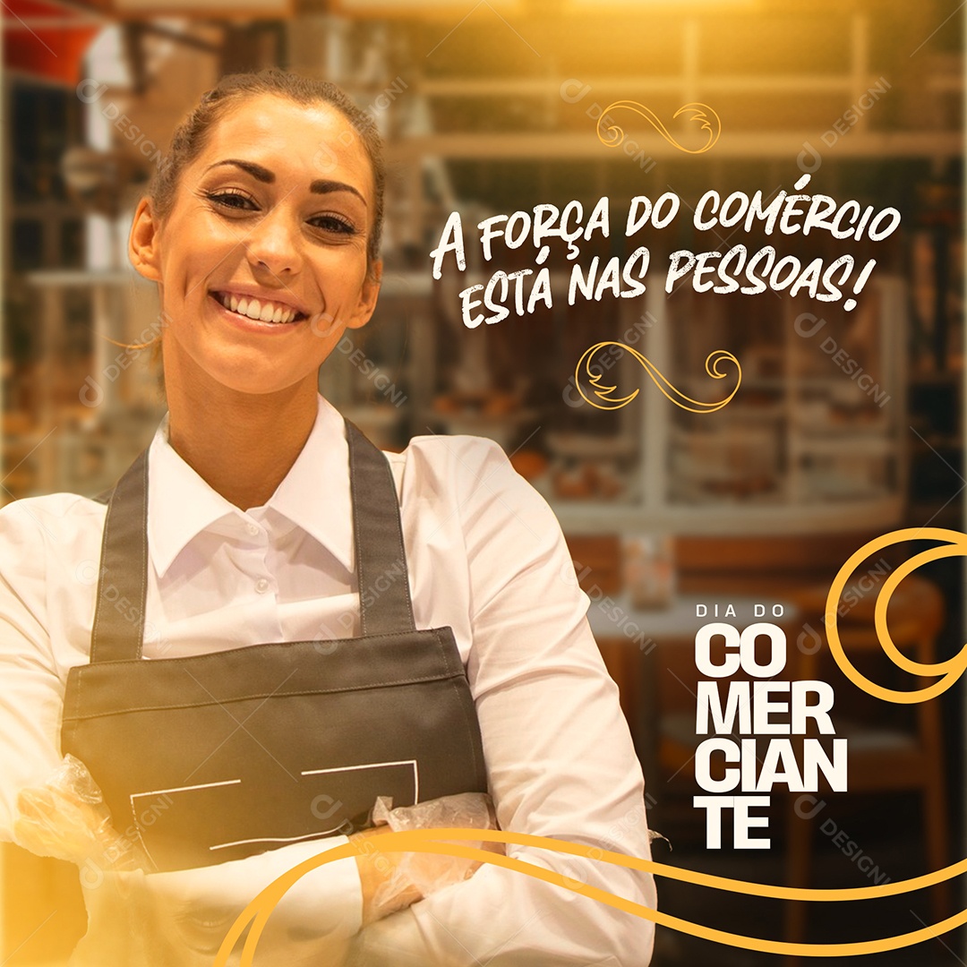 Post Dia do Comerciante a Força do Comercio Está nas Pessoas Social Media PSD Editável