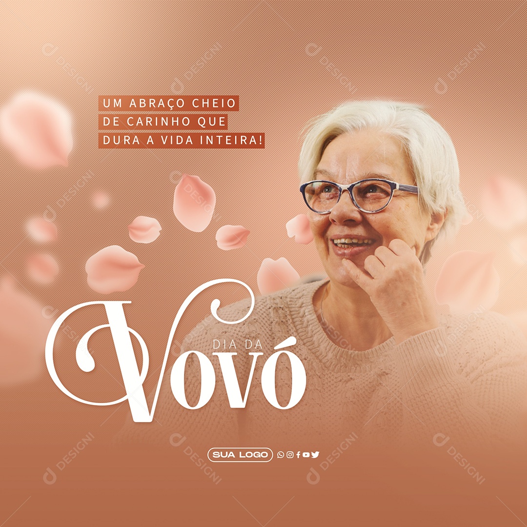 Post Dia da Vovó um Abraço Cheio de Carinho Social Media PSD Editável