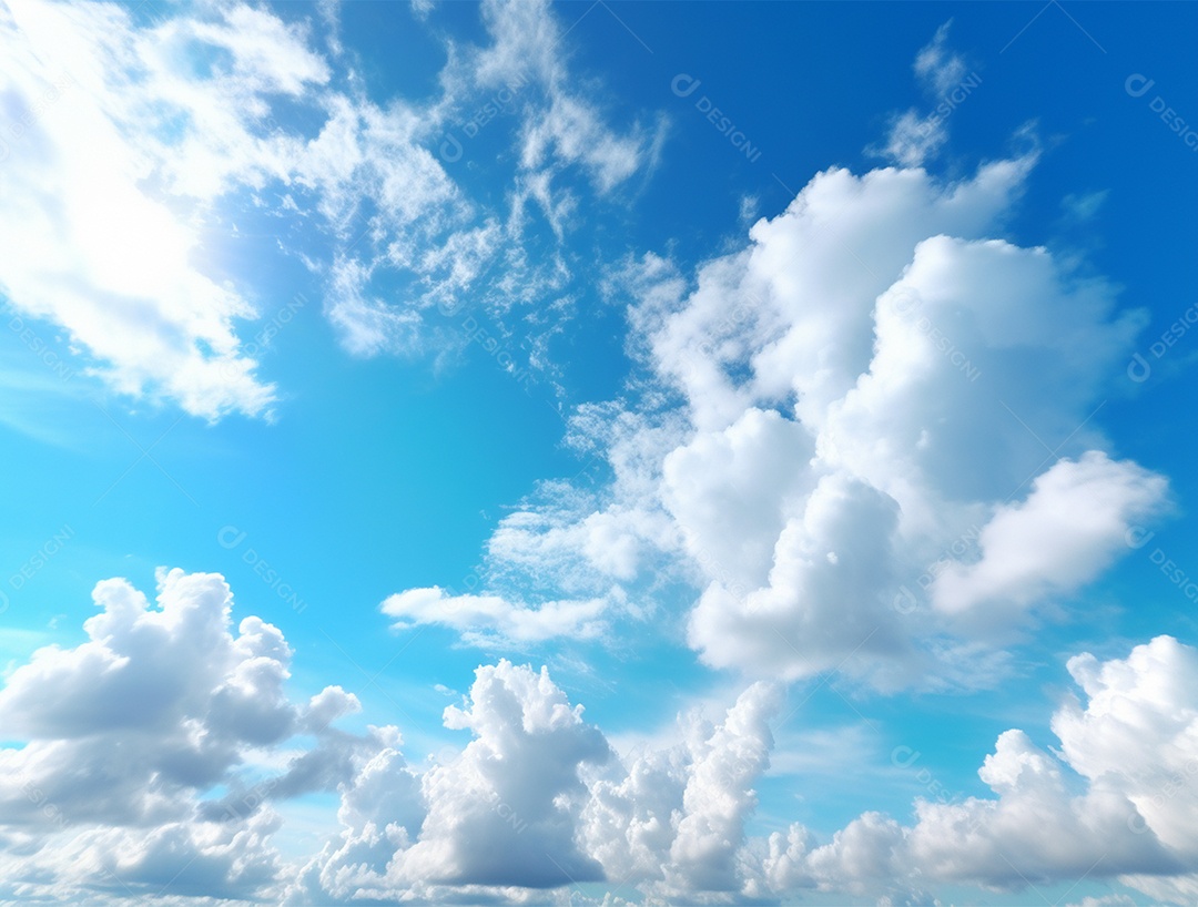 Lindo céu azul com nuvem branca e luz clara.