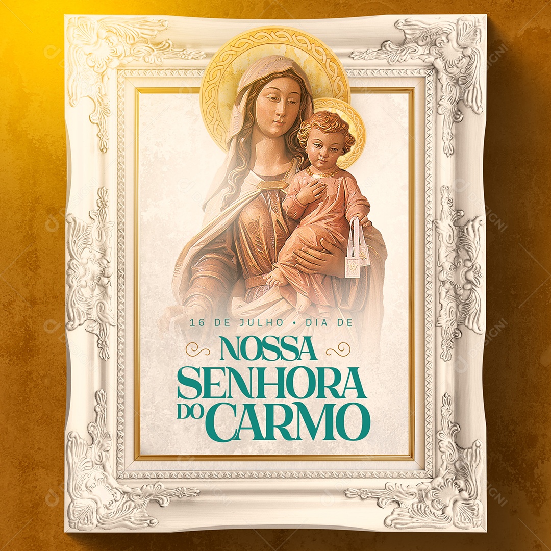 Post Dia de Nossa Senhora do Carmo Quadro Social Media PSD Editável