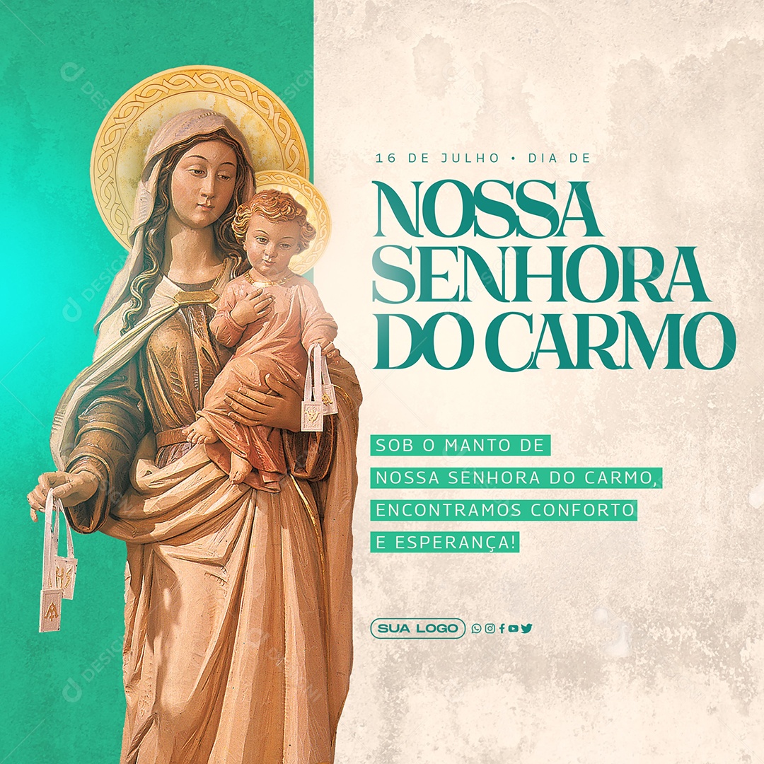 Post Dia de Nossa Senhora do Carmo Conforto e Esperança Social Media PSD Editável