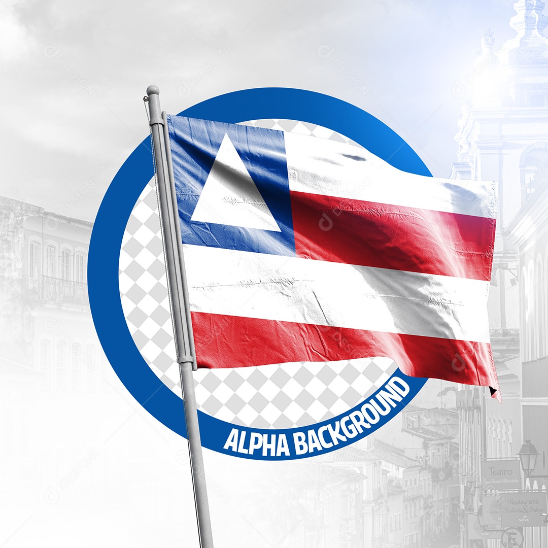 Bandeira da Bahia Flag Elemento 3D Para Composição PSD