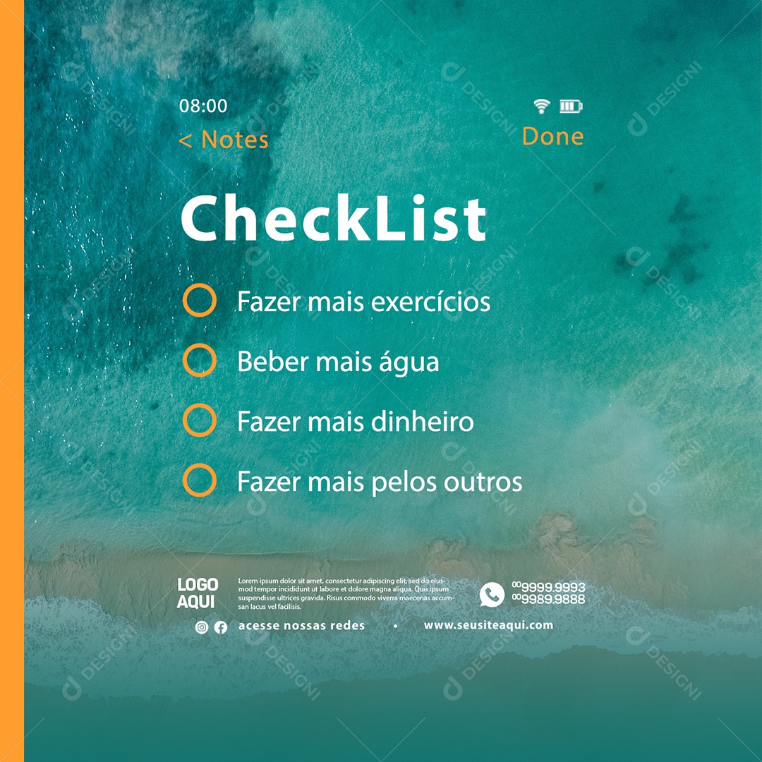 Checklist Beber Mais Água Lista De Tarefas Social Media PSD Editável