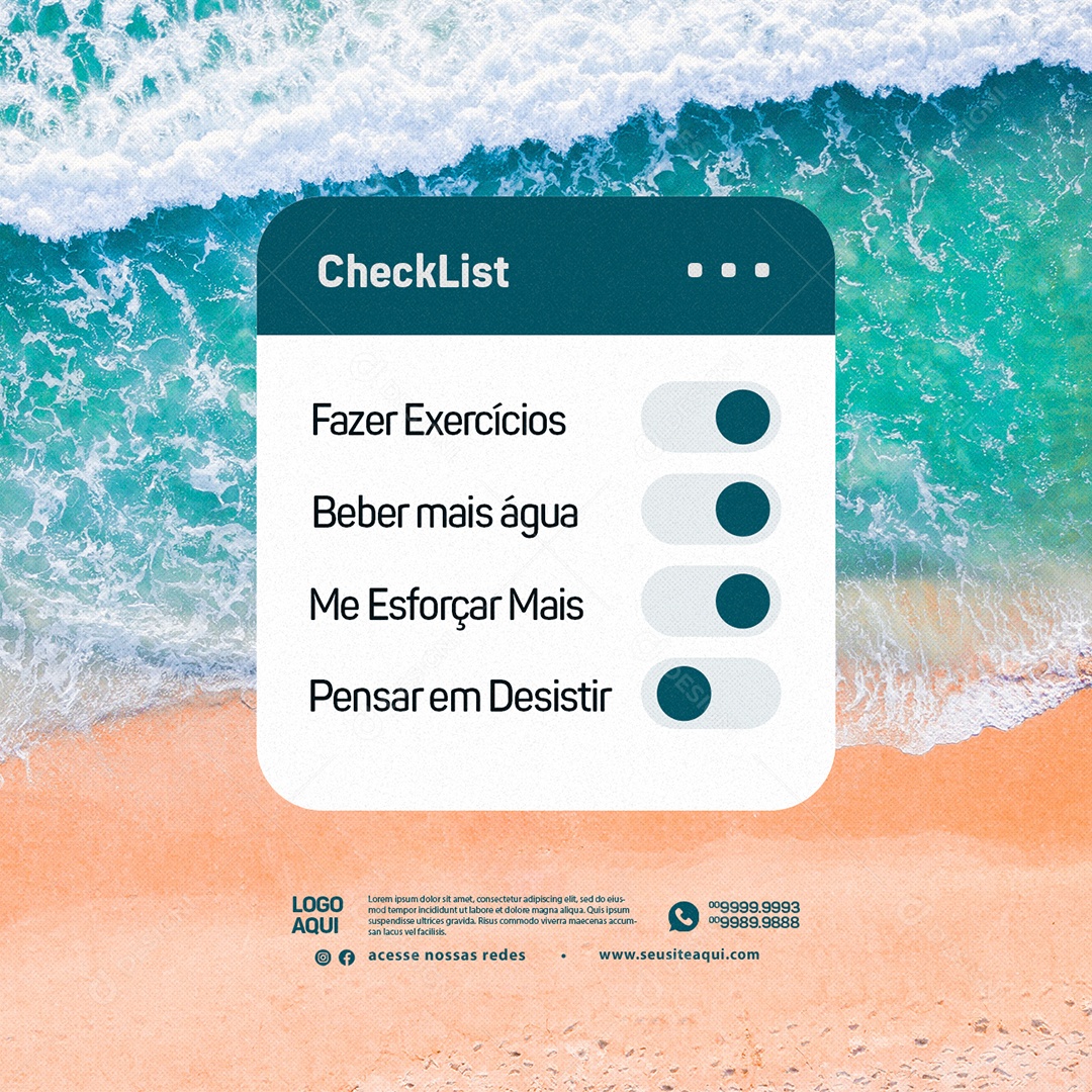 Lista De Tarefas Fazer Exercícios Checklist Social Media PSD Editável