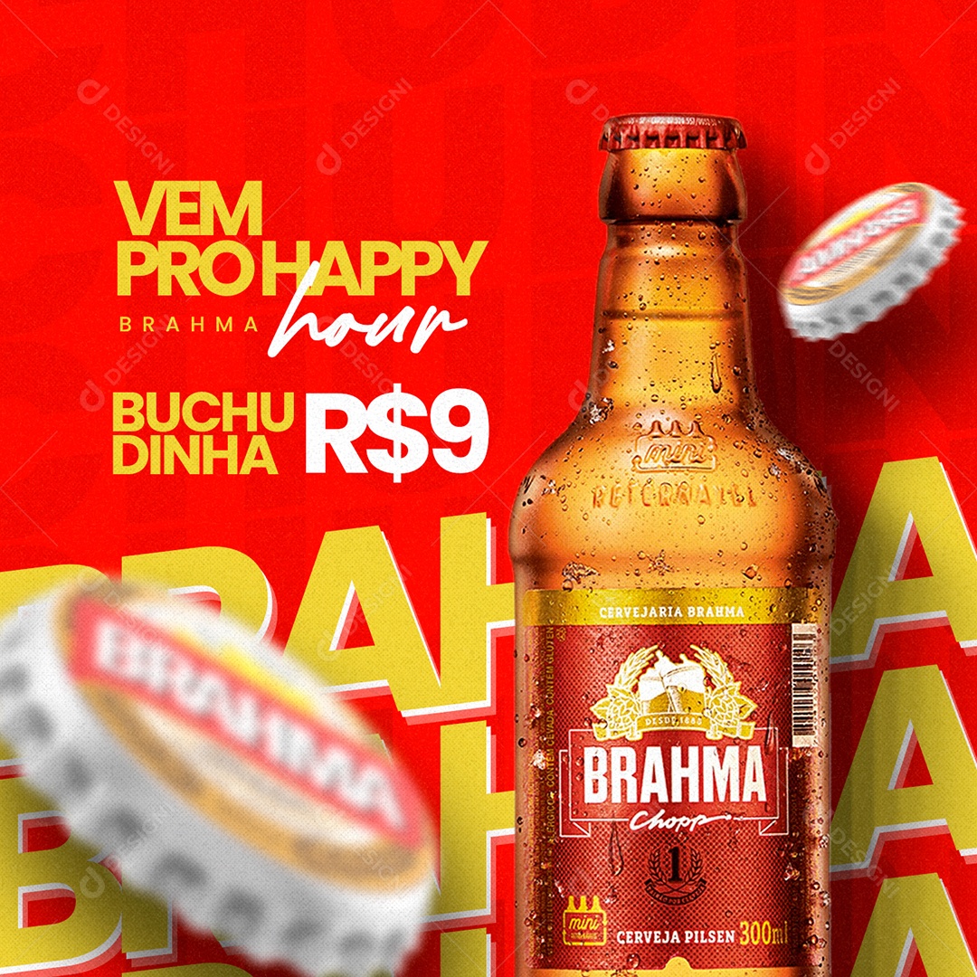 Social Media Vem Pro Happy Hour Brahma Buchudinha 9,00 Cervejaria Social Media PSD Editável