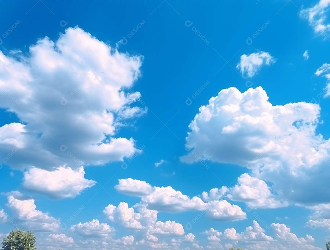 Lindo céu azul com nuvem branca e luz clara.