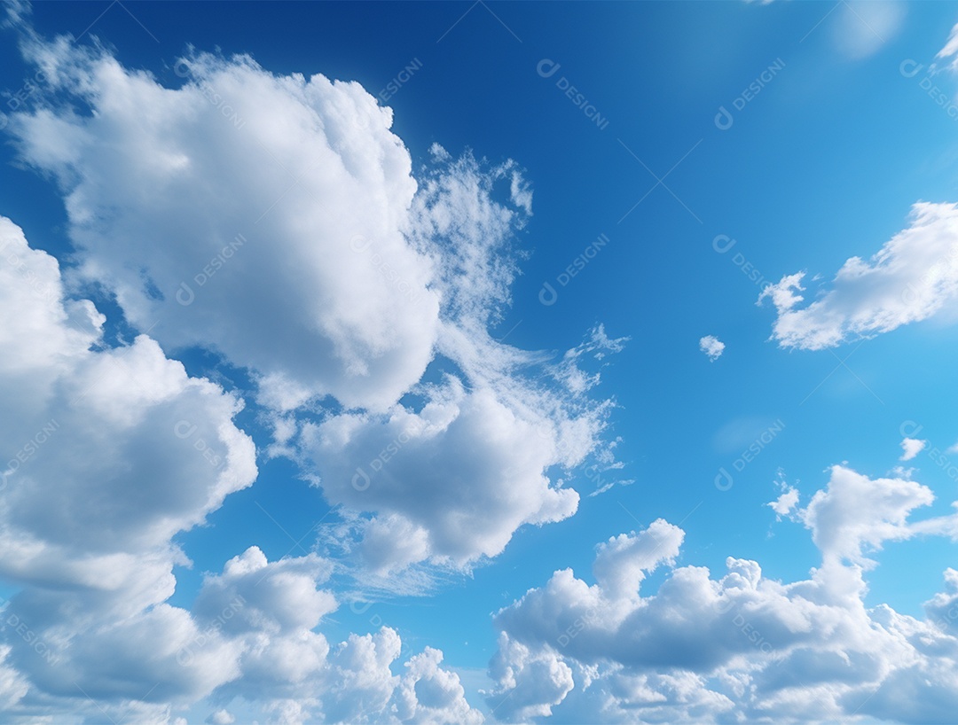 Lindo céu azul com nuvem branca e luz clara.