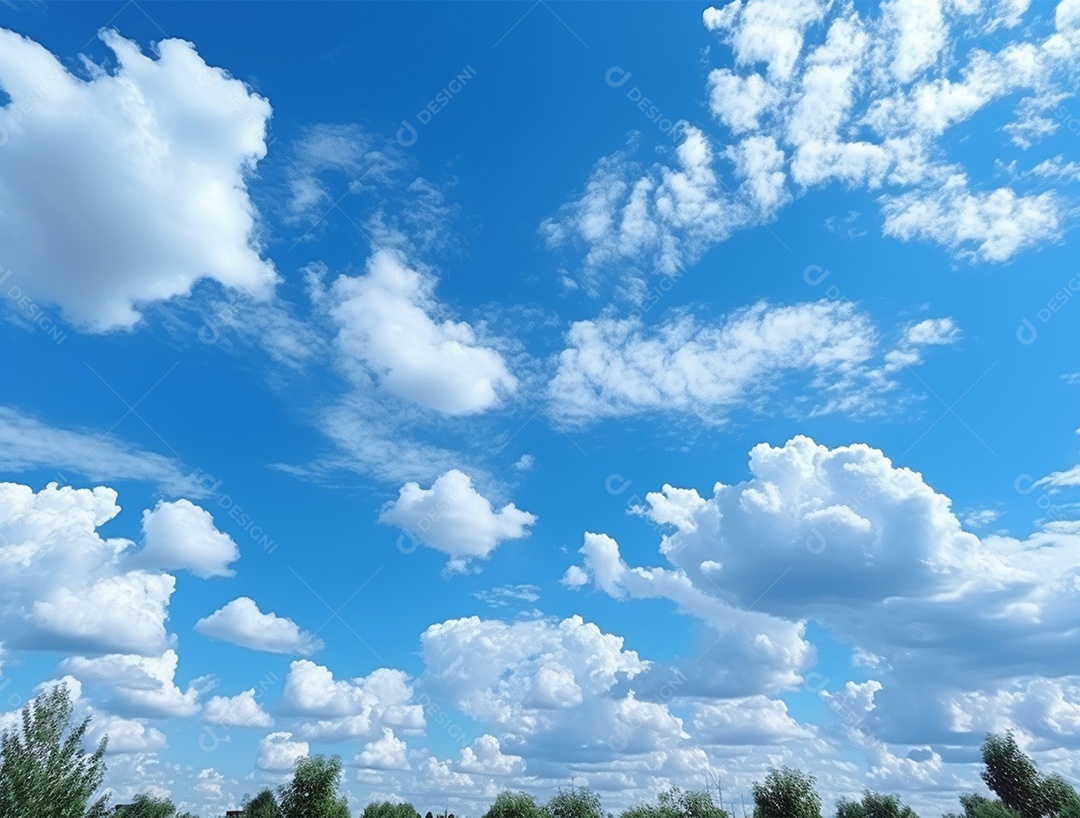 Lindo céu azul com nuvem branca e luz clara.