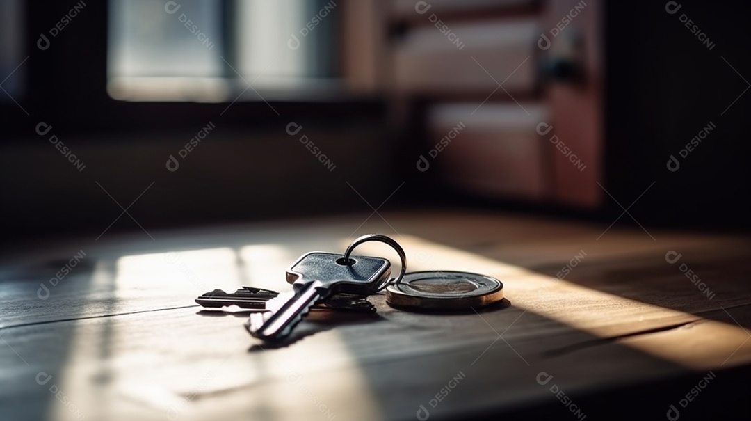 Chaves de imóvel sobre mesa madeira