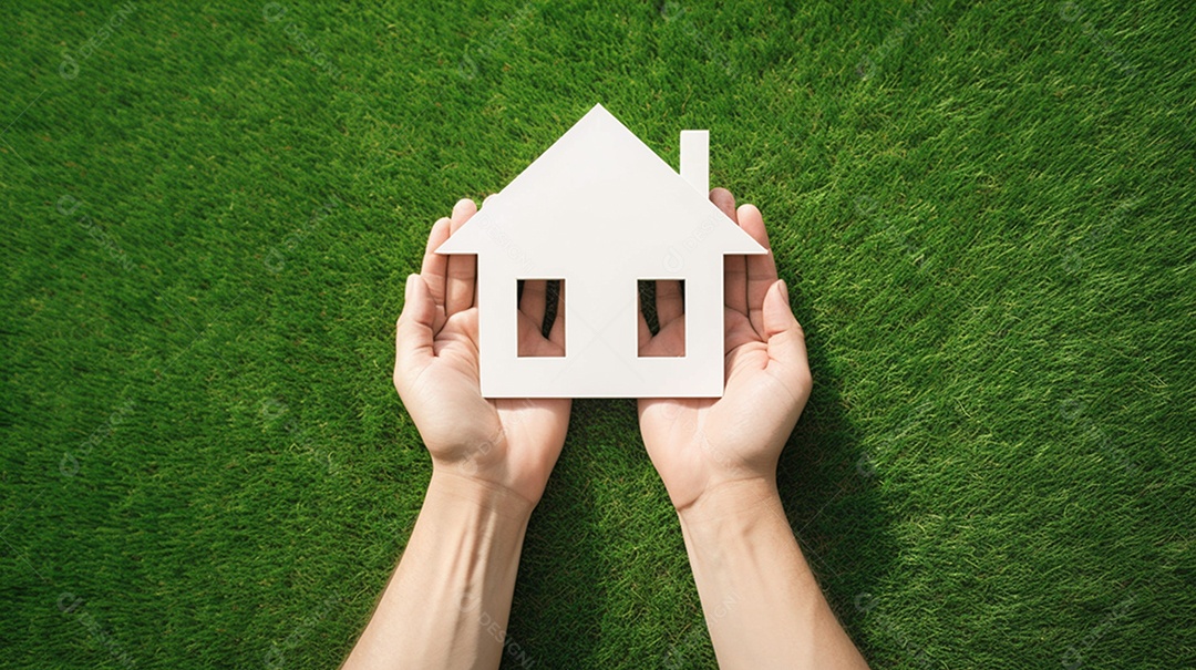 Homem segurando projeto de casa