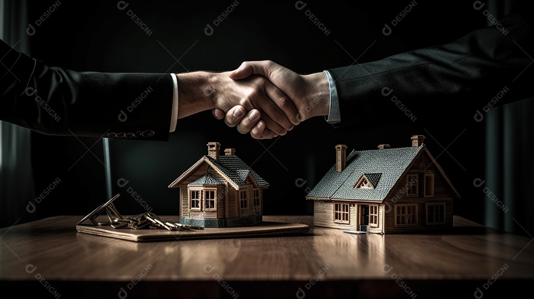 Homens fazendo acordo de imóveis