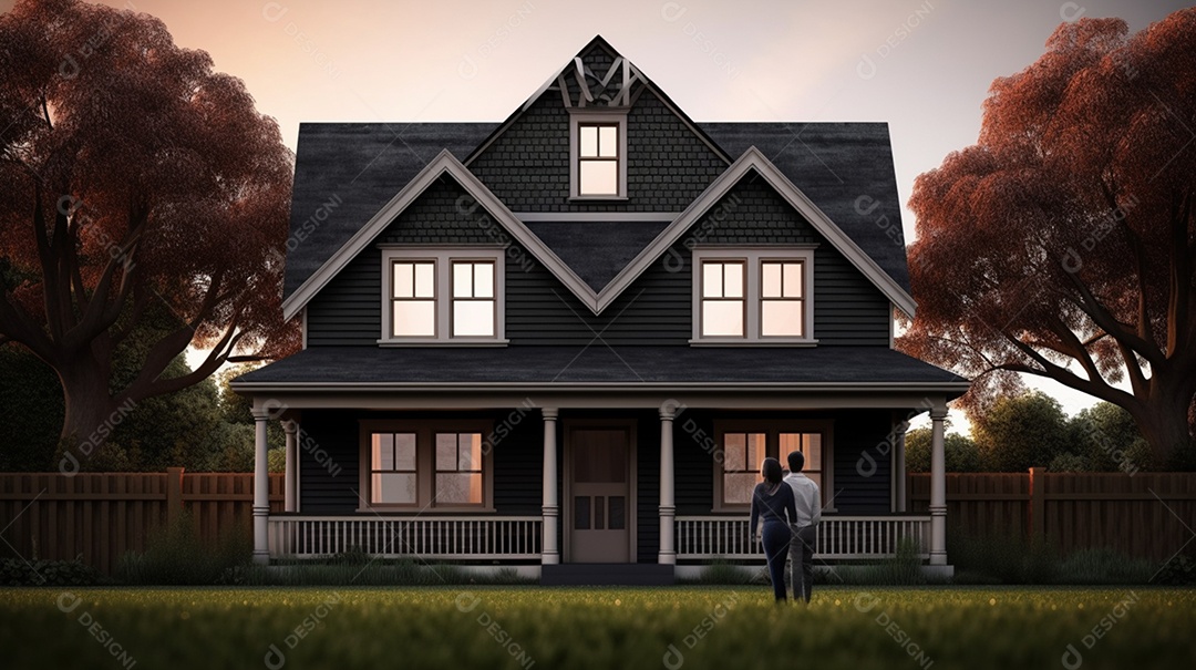 Casal observando casa própria