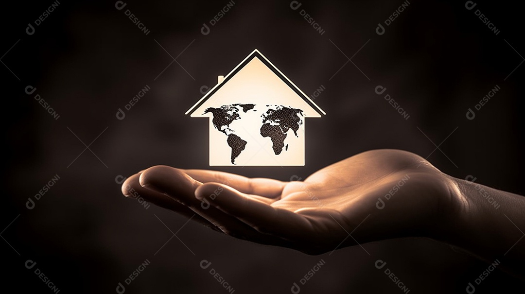 Mão segurando ícone de casa