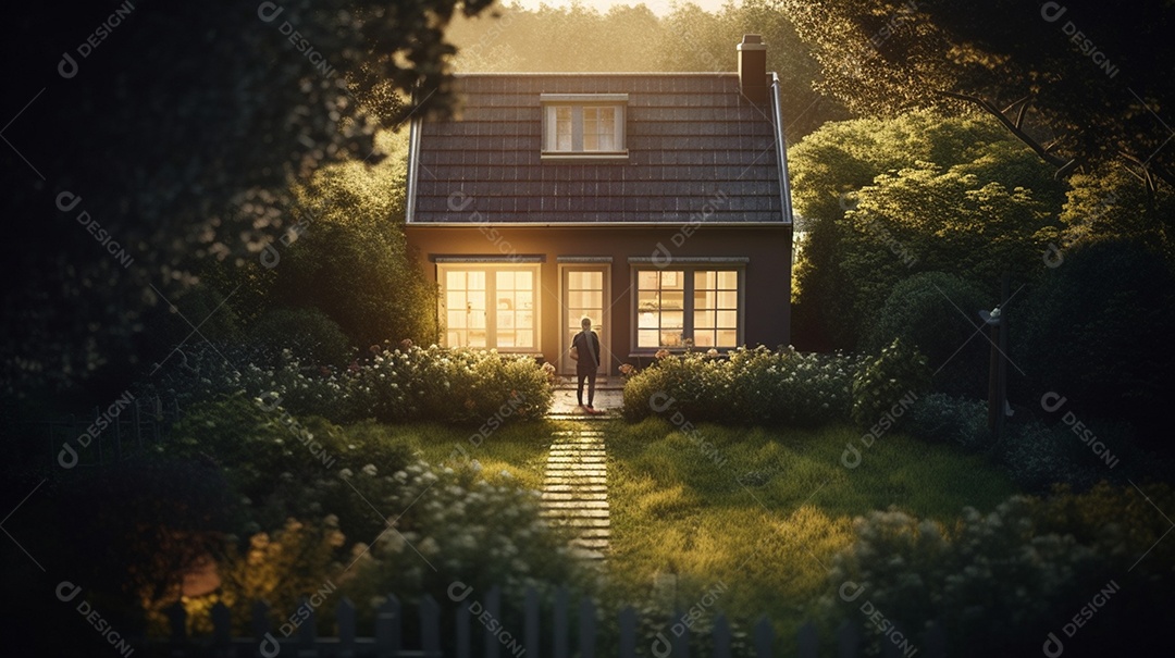 Homem observando casa