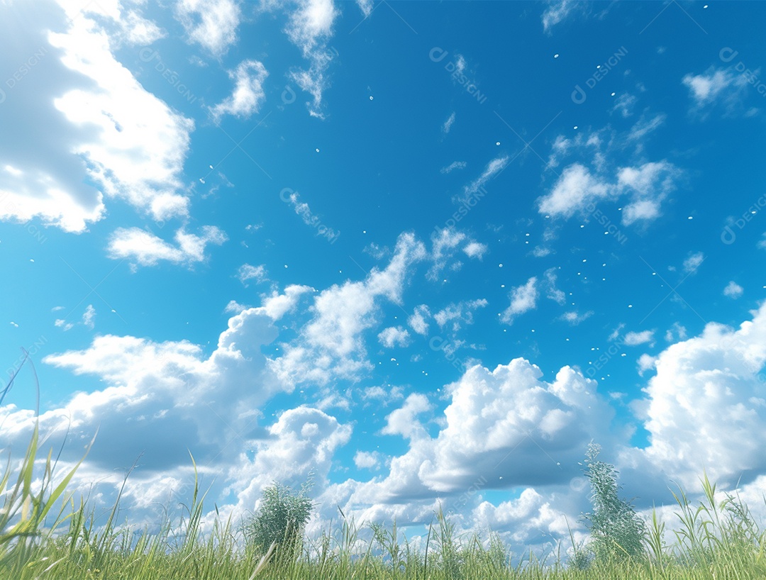 Lindo céu azul com nuvem branca e luz clara.