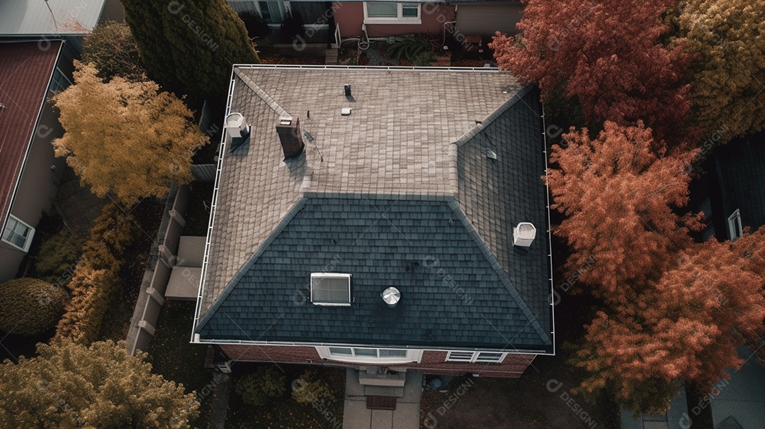 Detalhes de uma linda residência moderna vista de cima