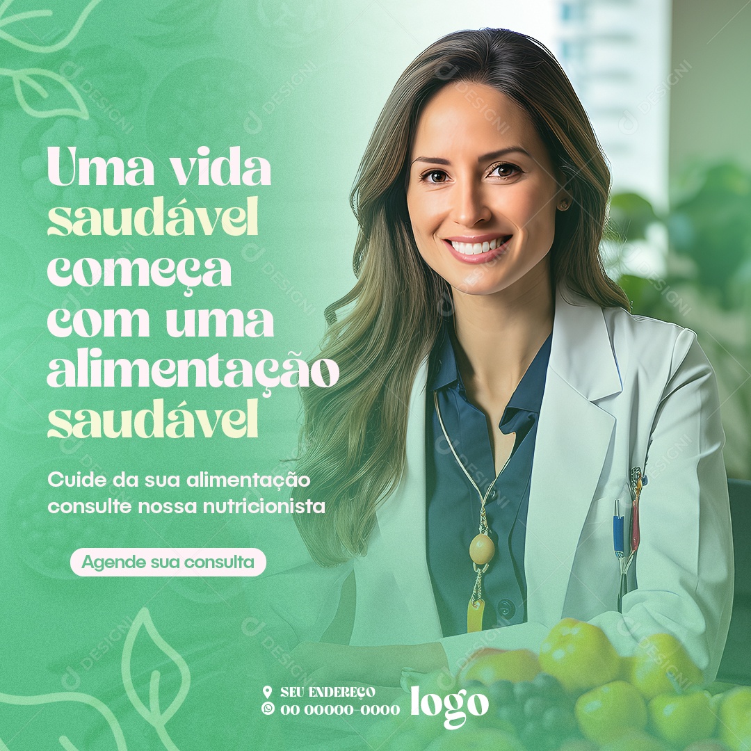 Nutricionista Uma Vida Saudável Começa Com Uma Alimentação Social Media PSD Editável