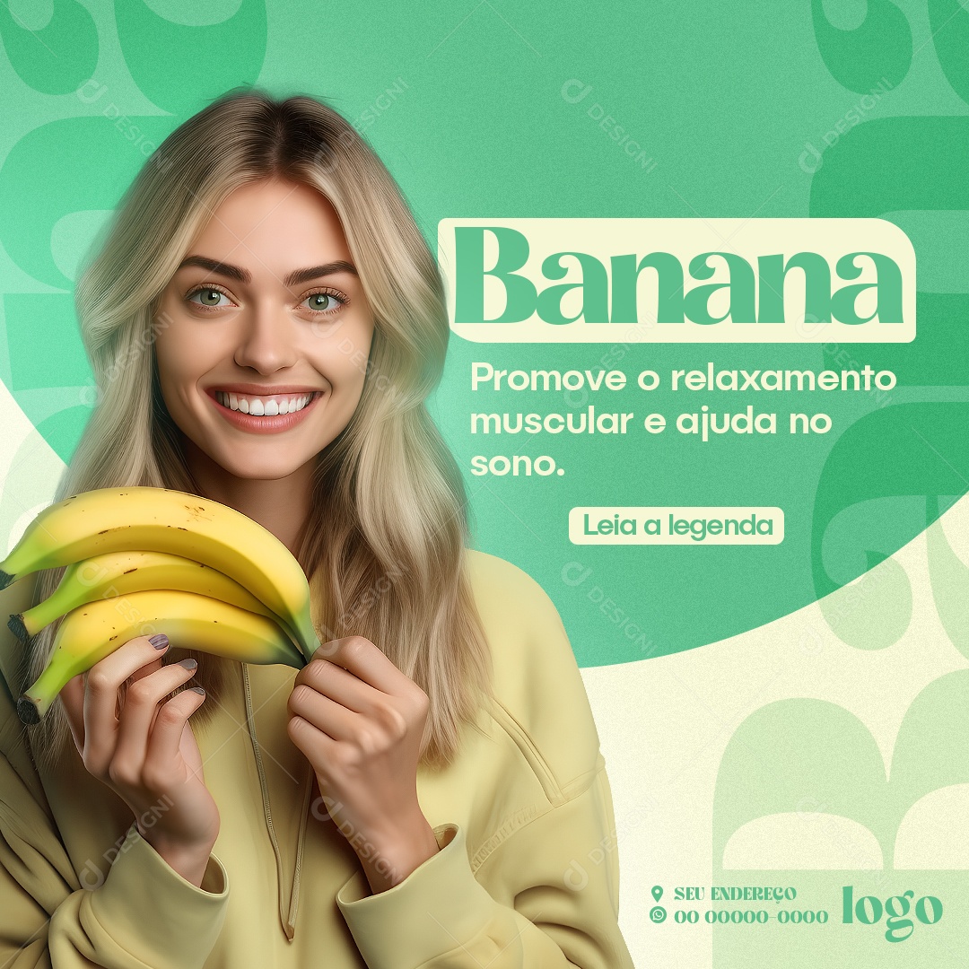 Nutricionista Banana Promovi o Relaxamento Muscular Social Media PSD Editável