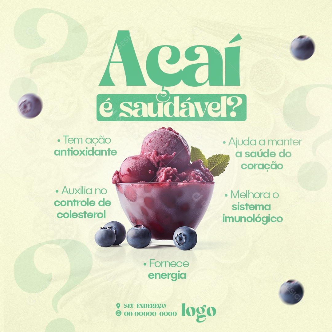 Nutricionista Açaí é Saudável Social Media PSD Editável