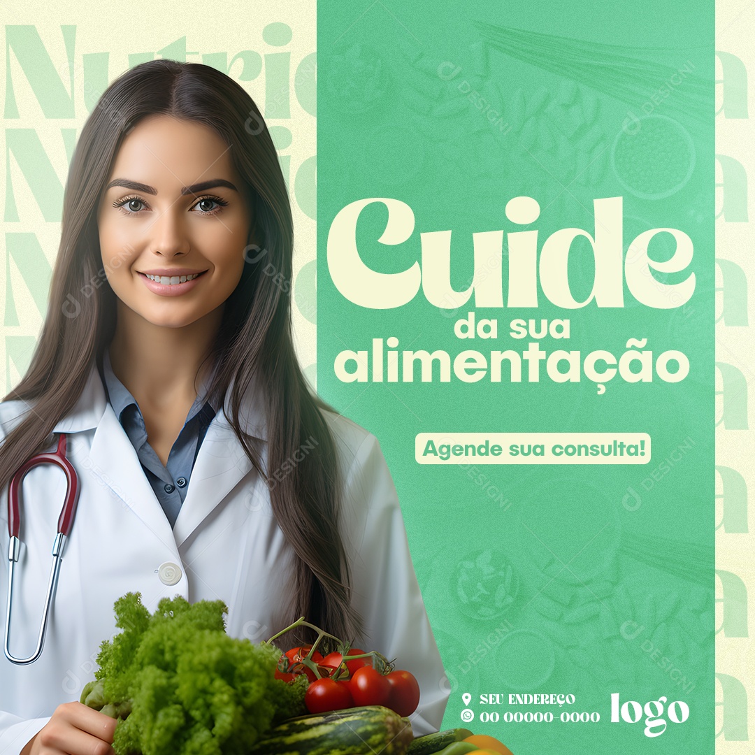 Nutricionista Cuide da Sua Alimentação Social Media PSD Editável